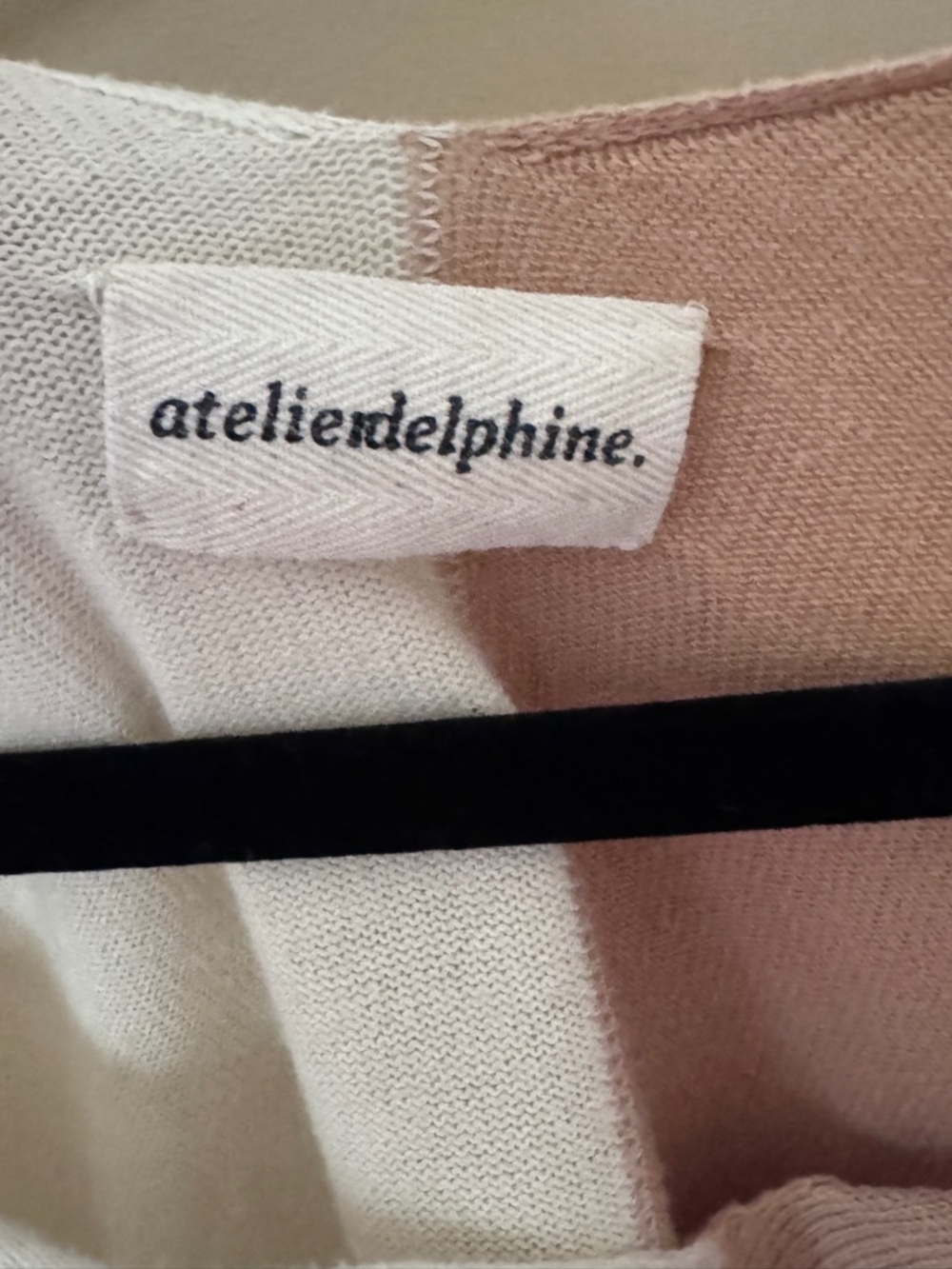 Atelier Delphine Colorblock Top Cream Camel Dolman V-Neck Organic Cotton S - Picture 3 of 8